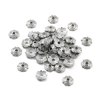 4-Petal Tibetan Style Alloy Flower Bead Caps LS-TIBE-S222-P-NR-1