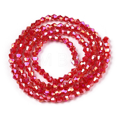 Opaque Solid Color Electroplate Glass Beads Strands EGLA-A039-P2mm-B02-1