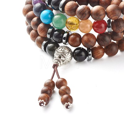 Natural Wood Beads Wrap Bracelets BJEW-JB07022-03-1