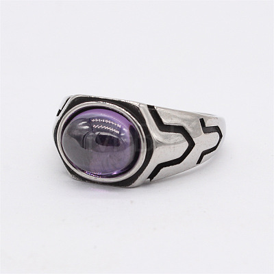 316L Surgical Stainless Steel and Synthetic Gemstone Finger Rings for Men FS-WG3E90C-31-1