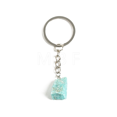 Natural Rough Raw Amazonite Irregular Shaped Keychain G-PW0007-037F-1