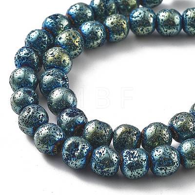 Electroplated Natural Lava Rock Beads Strands G-A251-E01-01E-1