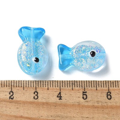 Handmade Foil Lampwork Fish Beads FOIL-Z001-01D-1