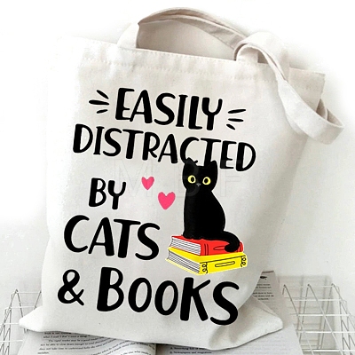 Cartoon Musical Cat Print Canvas Shoulder Bags PW-WG19220-01-1