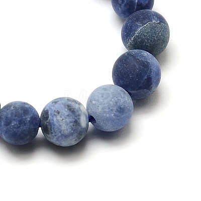 Frosted Natural Sodalite Round Bead Strands G-M064-6mm-01-1