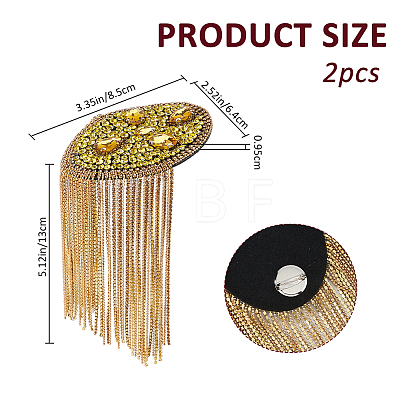 2Pcs Felt & Rhinestone & Iron Tassel Epaulettes AJEW-FH0009-07B-1