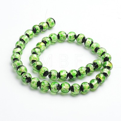 Glow in the Dark Luminous Style Handmade Silver Foil Glass Round Beads X-FOIL-I006-8mm-03-1