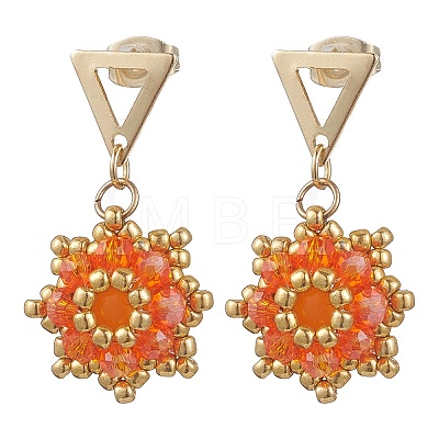 Valentine's Day Flower Natural & Dyed Malaysia Jade Dangle Stud Earrings EJEW-MZ00716-01-1