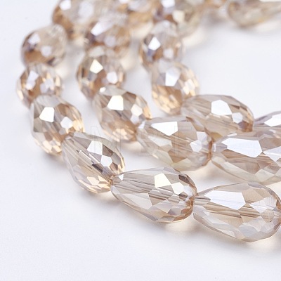 Electroplate Glass Beads Strands X-EGLA-D015-15x10mm-25-1