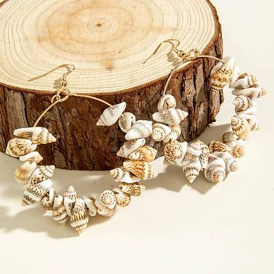 Alloy Resin Shell Shape Dangle Earrings FS-WG8A9F4-07-1