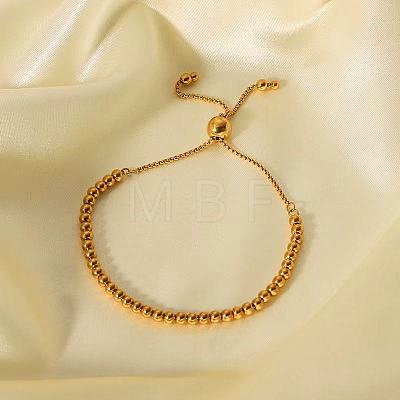 Adjustable Stainless Steel Round Beads Slider Bracelets NC9916-1-1
