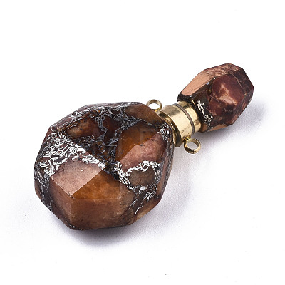 Assembled Synthetic Pyrite and Imperial Jasper Openable Perfume Bottle Pendants G-R481-14F-1