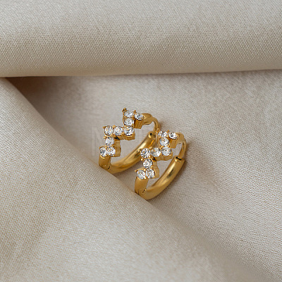 Stainless Steel Rhinestone Hoop Earrings for Women DM0759-1