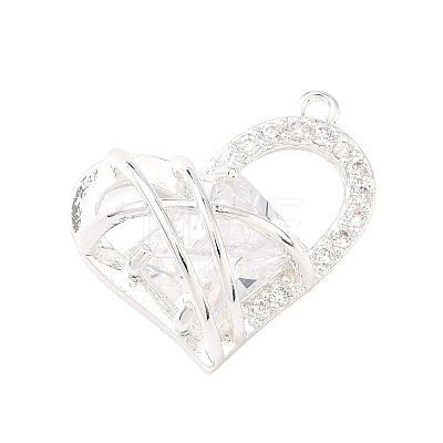 Brass Micro Pave Clear Cubic Zirconia Pendants KK-C168-01S-1