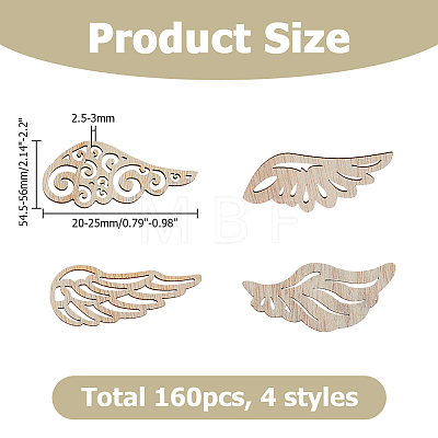 40Pcs 4 Styles Unfinished Wood Chips WOOD-WH0131-97-1