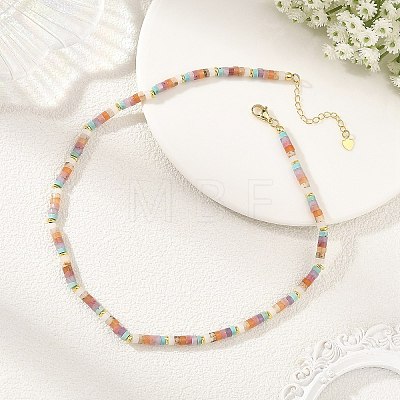 Natural Mixed Gemstone Heishi Beaded Necklaces for Women NJEW-JN06423-1