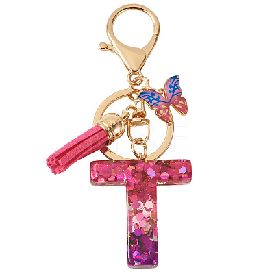 Alloy Resin Butterfly Keychains KEYC-TADJ0002-02G-T-1