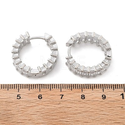 Brass Micro Pave Cubic Zirconia Huggie Hoop Earrings EJEW-K083-37P-B-1