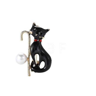 Cat Shape with Cane Enamel Pin PW-WG4F1E2-01-1