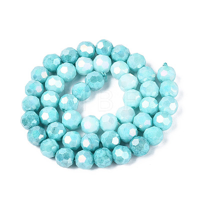 Anti-Tarnish Electroplate Glass Beads Strands EGLA-ZX010-8mm-10-1