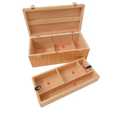 Portable Multi-Function Wooden Artist Tool & Brush Storage Boxes AJEW-WH0119-68-1