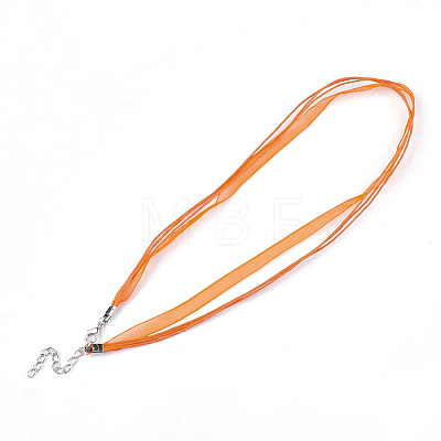 Waxed Cord and Organza Ribbon Necklace Making NCOR-T002-158-1