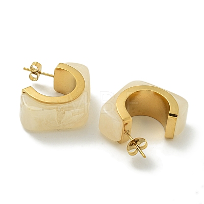 Ion Plating(IP) 304 Stainless Steel with Resin Stud Earrings EJEW-G400-01G-1