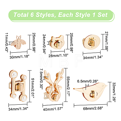  6 Style Zinc Alloy Twist Bag Lock Purse Catch Clasps FIND-PH0007-30-1