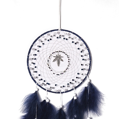 Iron Woven Web/Net with Feather Hanging Ornaments PW-WG7EF62-01-1