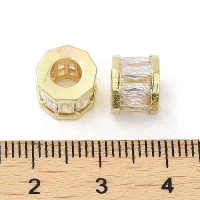 Rack Plating Brass Micro Pave Cubic Zirconia European Beads KK-F866-09G-1
