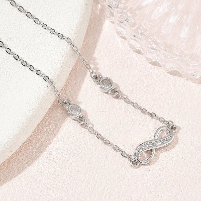 Brass Micro Pave Clear Cubic Zirconia Infinity Link Bracelets KK-CBA6980-27P-1
