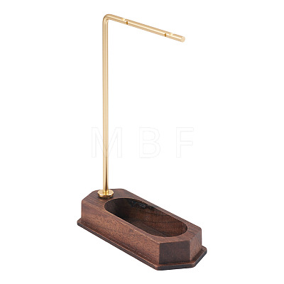 Iron L Shaped Dangle Earring Display Stands with Wooden Trays EDIS-TAC0003-01-1