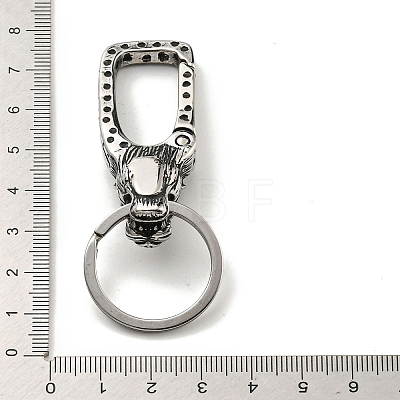 Tibetan Style 316 Surgical Stainless Steel Fittings with 304 Stainless Steel Key Ring FIND-Q101-10AS-01-1