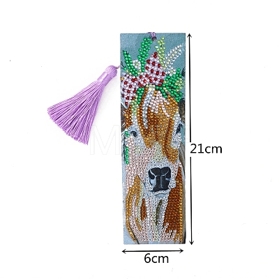 Cow Pattern DIY Diamond Painting Bookmark with Tassel Pendants Kits PW-WG13D06-01-1