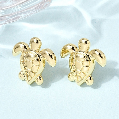 Turtle Brass Stud Earrings EJEW-D352-04G-1