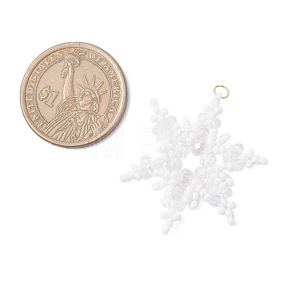 3Pcs 3 Colors Glass Seed Beaded Snowflake Pendants PALLOY-MZ00890-1