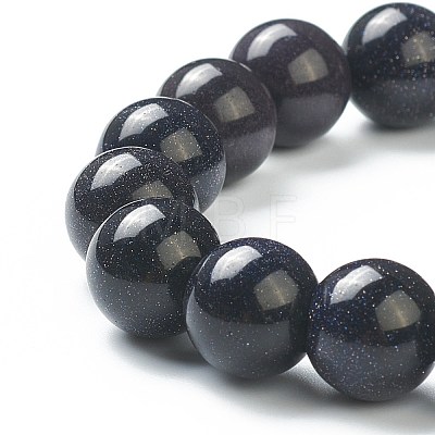 Synthetic Blue Goldstone Beaded Stretch Bracelets BJEW-A117-E-17-1