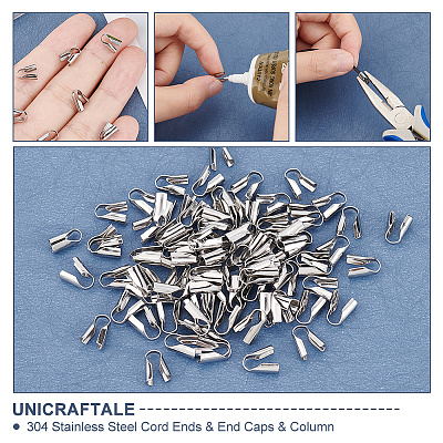 Unicraftale 304 Stainless Steel Cord Ends STAS-UN0009-39P-1