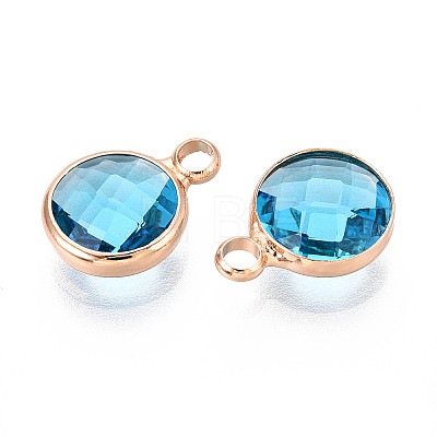 Golden Tone Brass Glass Charms GLAA-ZX008-24B-G-1