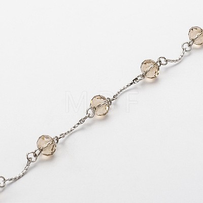 Handmade Faceted Rondelle Glass Beads Chains for Necklaces Bracelets Making AJEW-JB00087-1