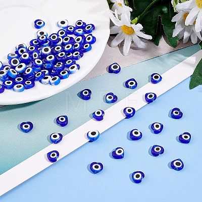 2 Strands Handmade Evil Eye Lampwork Beads Strands LAMP-FH0001-08B-1