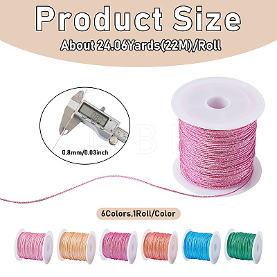 Crafans 6 Rolls 6 Colors 12-Ply Round Polyseter Cords OCOR-CF0001-01-1