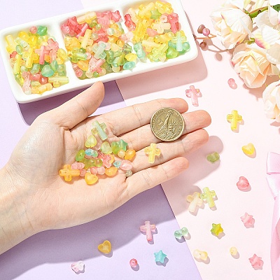 Gradient Color Transparent Acrylic Beads OACR-YW0004-61A-1