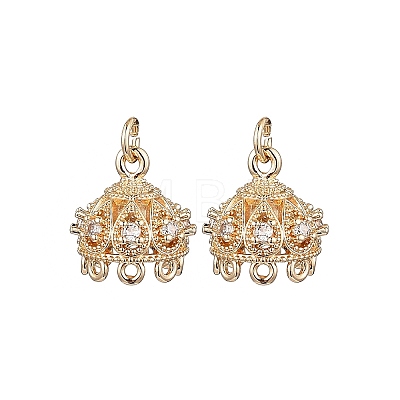 Brass Micro Pave Cubic Zirconia Multi-Strand Links X-KK-B133-06G-02-1