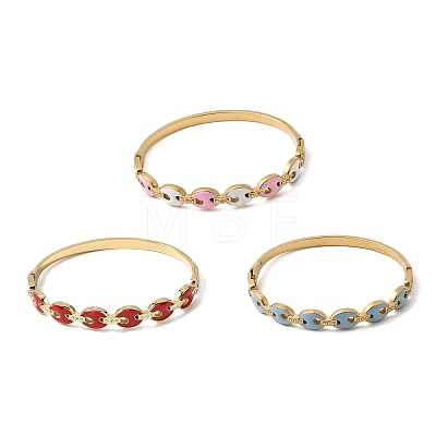 304 Stainless Steel Enamel Hinged Bangles BJEW-B168-01G-1