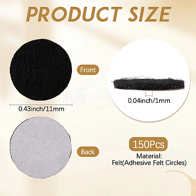 150Pcs Self-adhesive Felt Round Sheet DIY-CP0013-91A-1