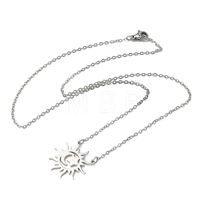 304 Stainless Steel Sun Moon Star Pendant Necklaces for Women NJEW-B158-02P-1