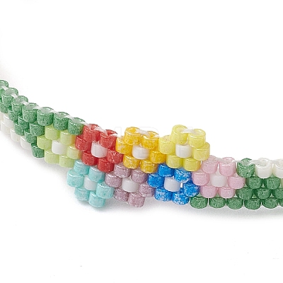 Flower Glass Seed Beads Beaded Bracelets BJEW-JB10706-1