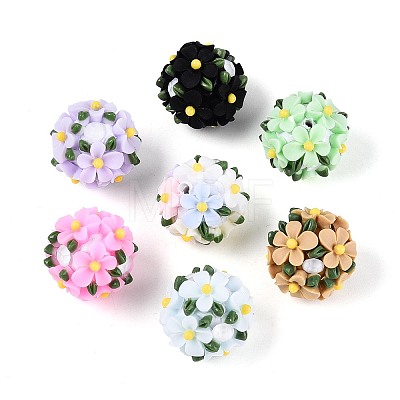 Handmade Polymer Clay Rhinestone Beads with Resin RESI-T060-24M-1