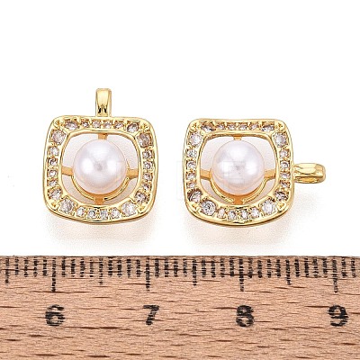 Brass Micro Pave Clear Cubic Zirconia Pendants KK-T080-57G-1